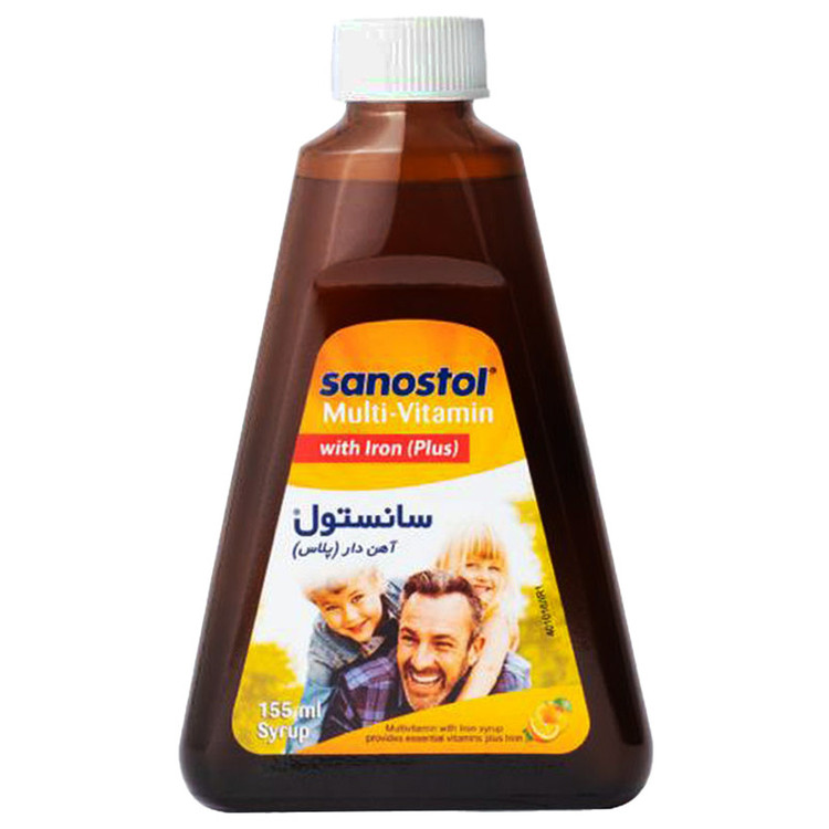 شربت مولتی ویتامین پلاس آهن سانستول - 155 میلی لیتر
