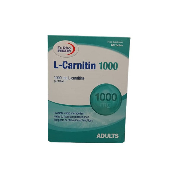 قرص ال کارنیتین 1000 میلی گرم یورو ویتال 60 عددی نمای ۲