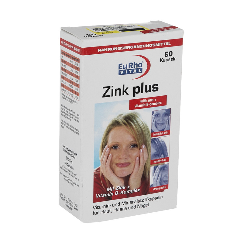 کپسول زینک پلاس ۵ میلی‌گرم یوروویتال (Eurhovital) + ویتامین B و فولیک اسید - ۶۰ عددی